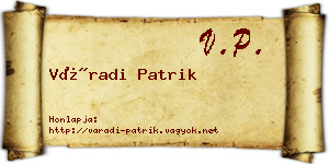 Váradi Patrik névjegykártya